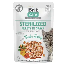 Вологий корм Brit Care Cat Sterilized для стерилізованих кішок філе в соусі з індичкою, пауч 85 г (aрт.101045/565306) - мініатюра 1