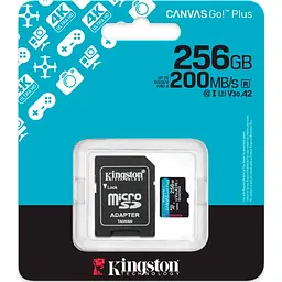 Карта пам'яті Kingston microSD 256GB C10 UHS-I U3 A2 V30 R200/W160MB/s + SD - мініатюра 3