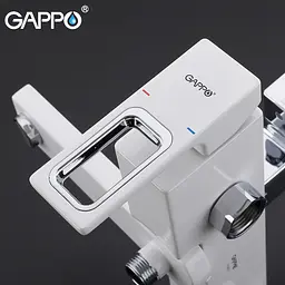 Душова система Gappo G2417-8, вилив - перемикач на лійку, білий/хром, Хром - мініатюра 4