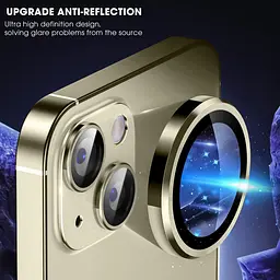 Захисне скло Metal Classic на камеру (у упак.) для Apple iPhone 14 (6.1) / 14 Plus (6.7) Золотий / Gold - мініатюра 2