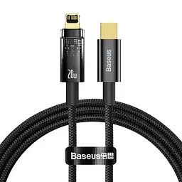 Кабель Baseus Explorer Series Auto Power-Off Fast Charging Data Cable Type-C to Lightning 20W 1m Black