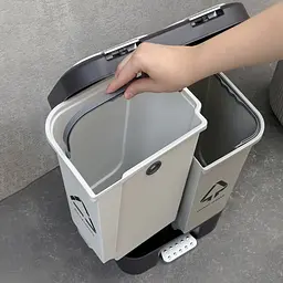 Відро для сміття MBM My Home сортувальне з кришкою та педаллю 10+10 л сіре (BIN-05 (10+10L) LIGHT GRAY/GRAY) - мініатюра 11