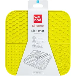Миска-килимок для собак та котів Waudog Silicone для злизування 190х190х10 мм жовтий - мініатюра 3