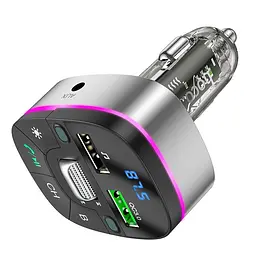 Адаптер автомобільний HOCO Crystal transparent car BT FM transmitter E71 сіро прозорий - мініатюра 8