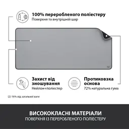 Килимок для мишки Logitech Desk Mat Studio Series Mid Grey (956-000052) - мініатюра 4
