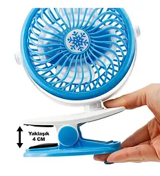 Акумуляторний настільний вентилятор Moltis Mini Fan WX 6503 на прищіпці 1000mAh Вітродуйка 5Вт 4 Блакитний - мініатюра 4