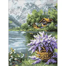 Алмазна мозаїка "Бузковий кошик" art_selena_ua Ideyka AMO8098, 30х40 см