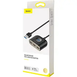 USB-Хаб Baseus Square Round USB to USB 3.0 + 3USB 2.0 (1m) black (CAHUB-AY01) - мініатюра 3