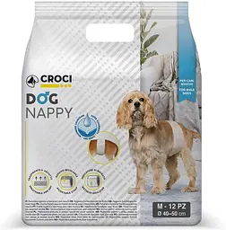 Підгузник-пов'язка для кобелів Croci Dog Nappy М обхват 40-50 см ЦІНА ЗА 1 ШТ C6028878