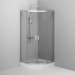 Душова кабіна Am.Pm Gem 1/4 Round 90x90 см без піддону хром матовий W90UG-401-090MT, Хром матовий, прозрачний, хром - мініатюра 3