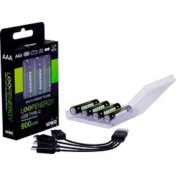 Акумулятор Verico AAA USB Type-C 600mAh 1.5V Li-ion * 4 (LoopEnergy) (1UDBT-A2WEBC-NN) - мініатюра 3