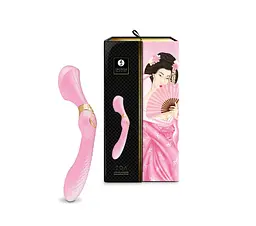 Вібромасажер Shunga Zoa Light Pink, двосторонній - мініатюра 9