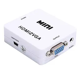 Конвертер адаптер з HDMI в VGA перехідник перетворювач із зовнішнім живленням для Т2 аналого-цифрове перетворення 1080P відео та аудіо UKC білий