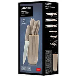 Набір ножів Ardesto Gemini з блоком 7 предметів бежевий (AR2107KH) - мініатюра 5