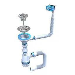 Сифон для мийки SantehPlast M-02 3 1/2" з переливом Лотос-Мийка BIG+ гнучка труба 40х50 30412 - мініатюра 2