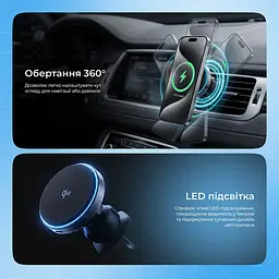 Автомобільний тримач з Бездротовим ЗП Proove Titanium Circle Qi2 15W - мініатюра 8