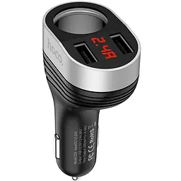 Автомобільний зарядний пристрій Hoco Z29 2 USB Display Black/Silver - мініатюра 3