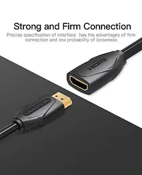 Подовжувач HDMI-HDMI v.2.0 Vention F/M PVC Shell 4K 60Hz 18Gbps 1.5m Black (VAA-B06-B150) - мініатюра 3
