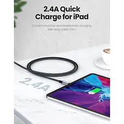Кабель USB 2.0 AM-Lightning M, 1 м, 2.4A, Черный, US199 UGREEN - миниатюра 4