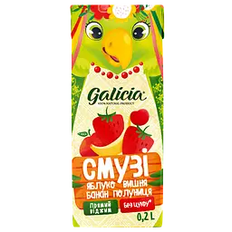 Смузі Galicia Яблуко-вишня-банан-полуниця 200 мл (776688) - мініатюра 5