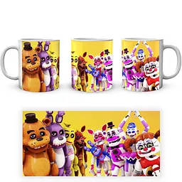 Кухоль GeekLand Five Nights At Freddys П'ять ночей з Фредді Аніматроніки Жовтий фон FN.02.393 330 мл білий - мініатюра 3