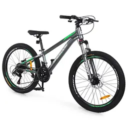Велосипед PROFI FREEDOM 24 д. FD-2402 алюм.рама 11",SKD85%,SHIMANO 21SP,швидкознім.кол.темно-сірий
