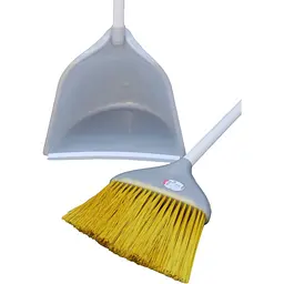 Совок для прибирання Zambak Plastik та щітка з довгими ручками сірий (ZP-129g) - мініатюра 5