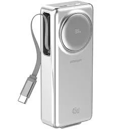 Портативне ЗП Power Bank F132 45W з дисплеєм і кабелем 10000 mAh Silver Amaya teh0029453