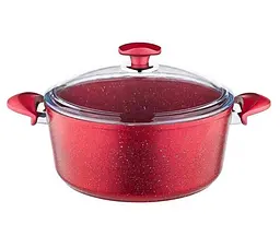 Кастрюля со стеклянной крышкой OMS 3110-01-02-18-2-Red 2 л 18 см красная