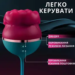 Вібратор та вакуумний стимулятор для клітора I’MCUM Dream Mouth з вібрацією, смоктанням та поштовхами Червоно-зелений (IM-KST234) - мініатюра 6