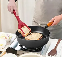 Лопатка-щипці 2в1 для перевертання та захоплення продуктів 31 см, Kitchen Master Червоний 87414 - мініатюра 8