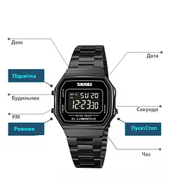 Наручний годинник чоловічий Skmei 1647 Black, 1647BK (17165) - мініатюра 6