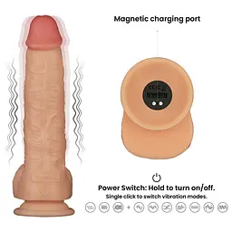 Реалістичний вібратор Vibrating Power Basics Cock тілесний 23.6см - мініатюра 11