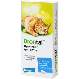 Пігулки від глистів для котів Elanco Drontal 24 шт.
