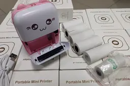 Портативний мініпринтер рожевий 1 рулон Mini Printer термопринтер кишеньковий дитячий принтер термопринтер - мініатюра 5