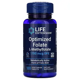 Вітаміни та мінерали Life Extension Optimized Folate 1700 mcg, 100 таблеток