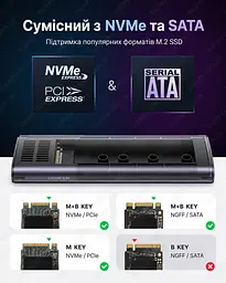 Зовнішня кишеня для SSD M.2 UGREEN NVMe карман для ссд м2 переходник м2 на USB C 3.2 Gen2 10Gbps nvme to usb to m2 case ugreen M2 - мініатюра 6