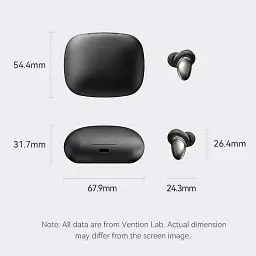 Навушники TWS Vention Tiny Earbuds T13 Black - мініатюра 3