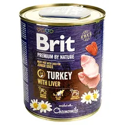 Беззерновий вологий корм для цуценят і молодих собак Brit Premium by Nature з індичкою та індичою печінкою 800 г - мініатюра 2