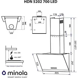Витяжка Minola HDN 5202 BL/Inox 700 LED - мініатюра 13