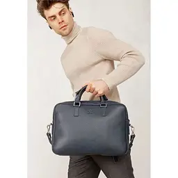 Шкіряна ділова сумка Briefcase 2.0 синій Флотар