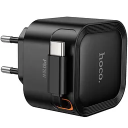 МЗП Hoco C153A Changer With Retractable Cable Type-C PD20W Black - мініатюра 4