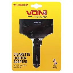 Автомобільний розгалужувач прикурювача VOIN 2 виходу 2USB 2400mA 12/24V Кутовий (WF-0668/003) - мініатюра 3
