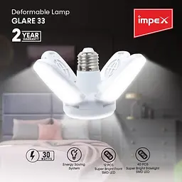 Лампочка складна світлодіодна 4 лопаті E27 KK-202 • LED лампа Mini Fan Blade Bulb E27 KK-202 60W - мініатюра 5