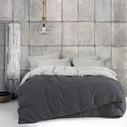 Постільна білизна з льону Lotus Home - Karlin stripe linen антрацит євро - мініатюра 2