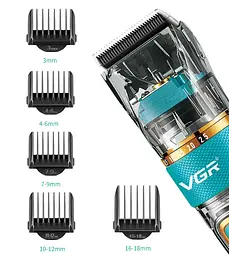Машинка для стрижки VGR V 695 / Акумуляторна машинка для стрижки волосся + 6 насадок, з USB / Бездротовий тример для стрижки - мініатюра 2