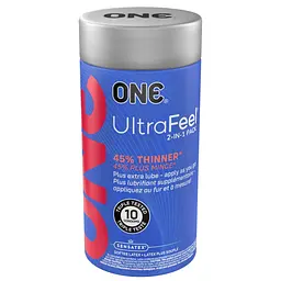 Презервативи ONE Ultra Feel, ультратонкі, з додатковою змазкою, 10 шт, подарункове паковання-тубус