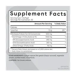 Риб'ячий жир Omega-3 Fish Oil Alaska Pollock 1250 мг 30 капсул - мініатюра 2