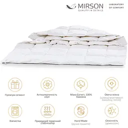 Ковдра вовняна MirSon Luxury Exclusive №1364, демісезонна, 155x215 см, біла - мініатюра 4