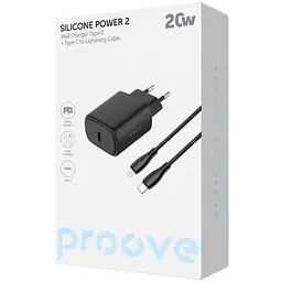 Зарядний пристрій Proove Silicone Power 2 20W (Type-C) + Cable Type-C to Lightning (1m) black (WCSP22010001) - мініатюра 2